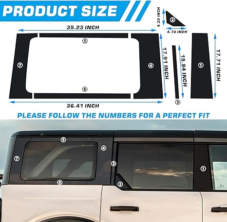 Bronco 4dr Hardtop Window Pillar Gloss Black Wrap (2021-2024)